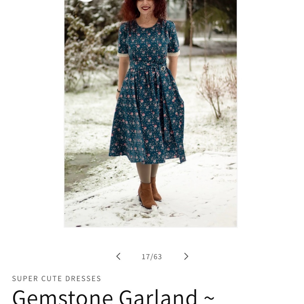 Super Cute Dresses - Gemstone Garland Teal Floral Midi Dress